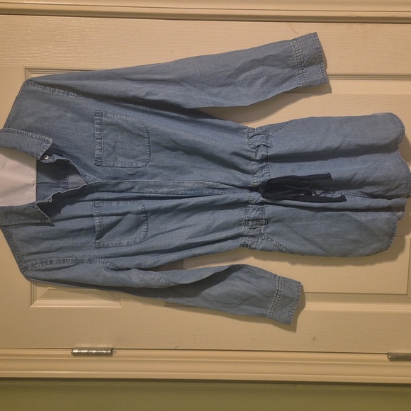 Vizio Pants - Vizio Light Blue Denim Romper with Drawstring